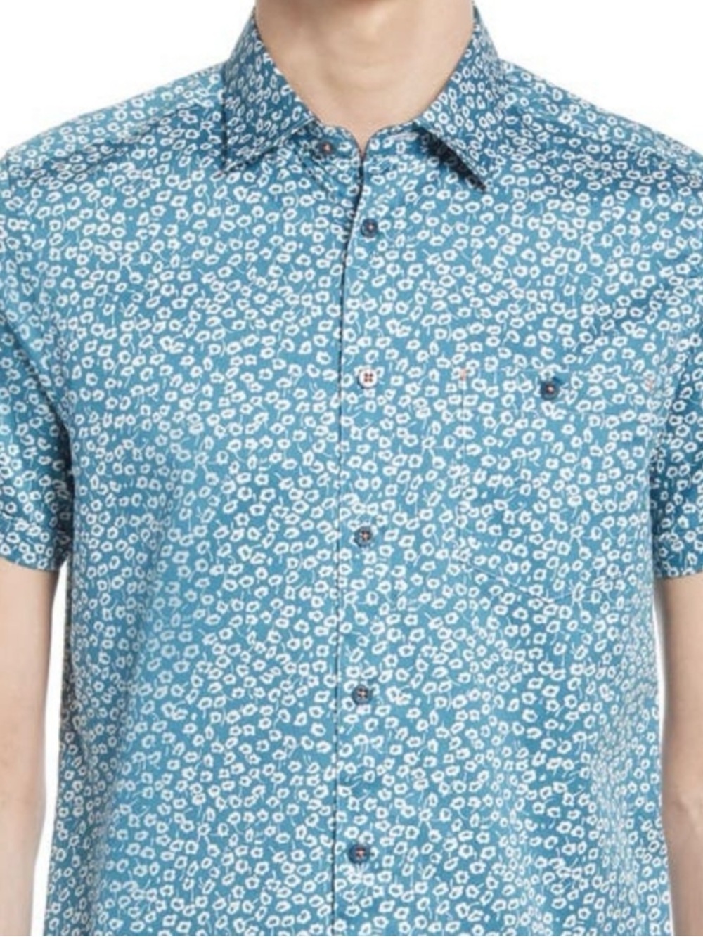 Ted Baker London Men’s Blue Floral Stretch Button Up Shirt Size 6/XL
